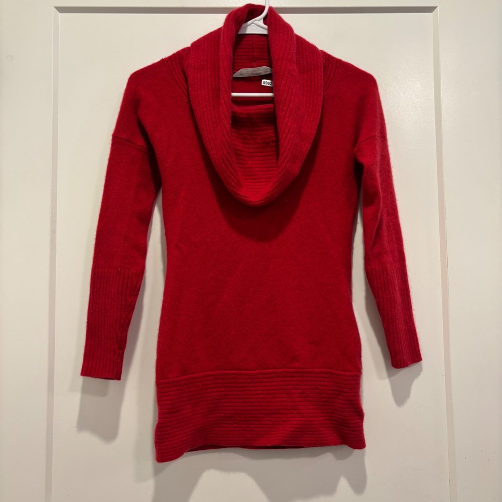 Athleta Womens Red 100% Cashmere Cowl Neck Long Sleeve Sweater XXS 930267